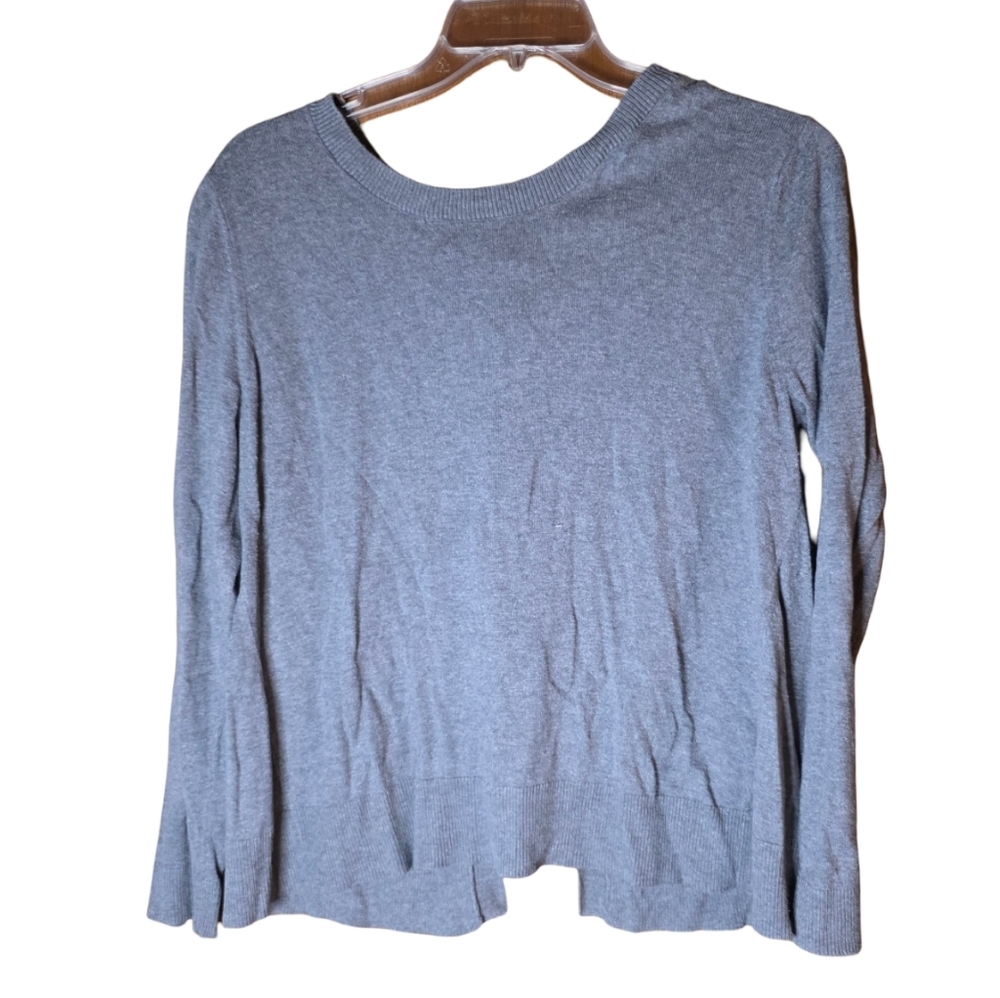 New York & Company Gray Crew Neck Sweater with Back Bow Detail • Size XL